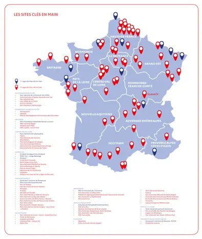 La carte des 78 sites industriels clé en main