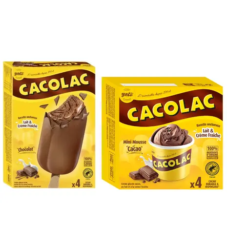 Glaces et sorbets Cacolac, lancés en P7 2024 (DV 21), génèrent 601 k€, et la notoriété historique ainsi que la nostalgie de la marque jouent un