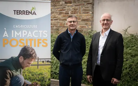 Olivier Chaillou, président de Terrena et Eric Forin, directeur général de Terrena, ont présenté, ce 14 avril, les résultats 2025 et les perspec